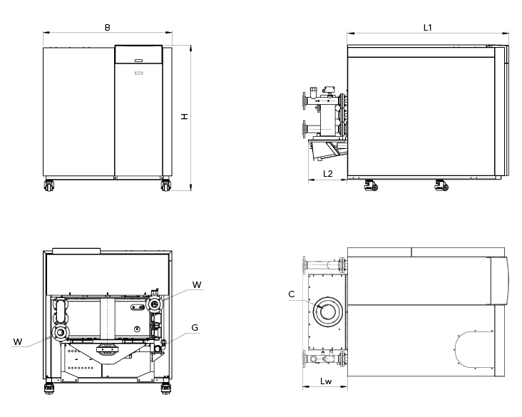 Desene tehnice cu dimensiunile pentru TRIGON XXL EVO 700-1.100